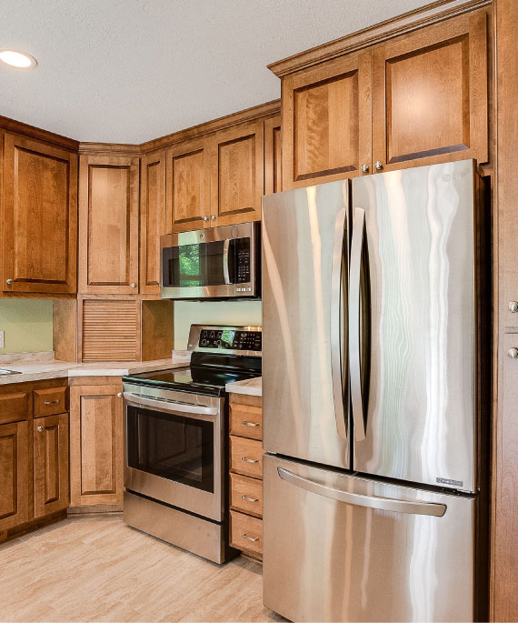 warm brown refrigerator pantry